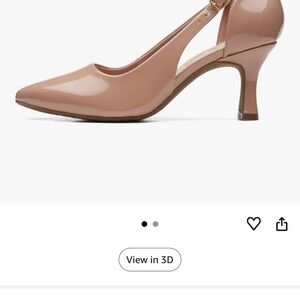 Clarks Nude Patent Pointed-Toe Mid Heel Pumps